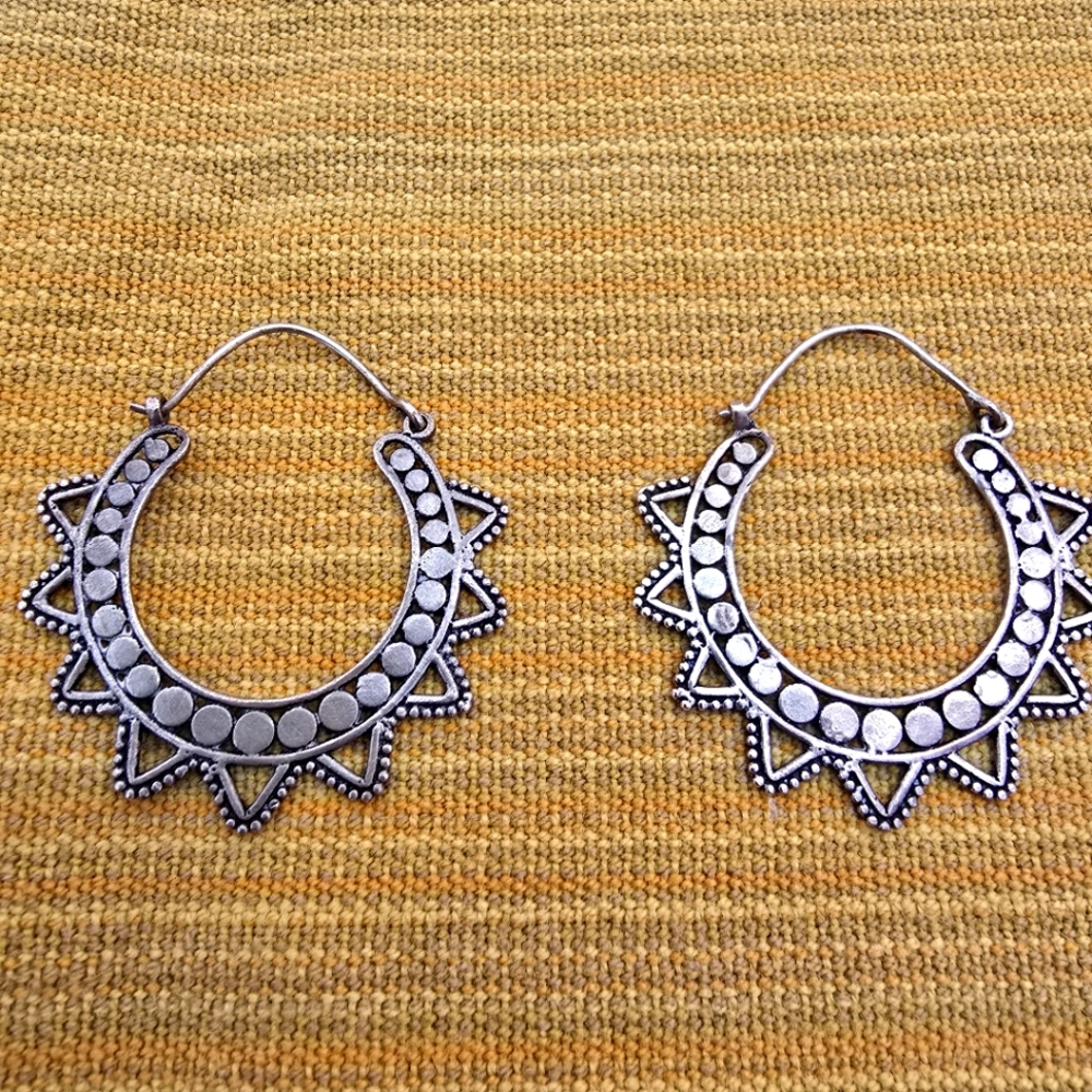 Hoop Earrings with Tribal Ethnic Boho